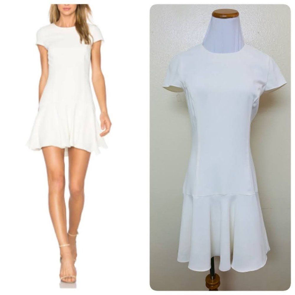 Amanda Uprichard HUDSON Feminine Mini Flounce Hem Dress Sz SMALL White $180